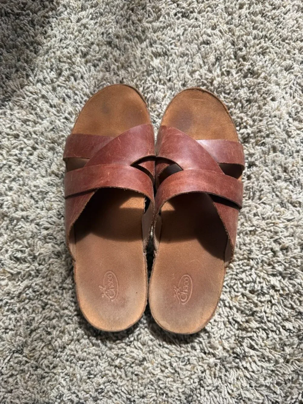 Chaco Wayfarer Leather Slide Sandal in Toffee, Size 11 Womens (but runs small)